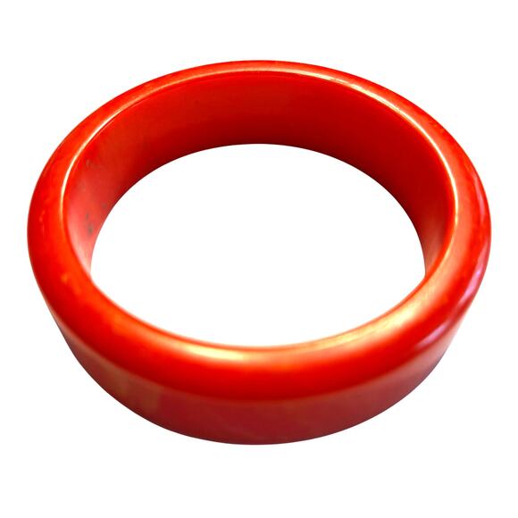 Vintage orange creamsicle Bakelite bangle bracelet cream swirl sliced tested - Picture 3 of 6